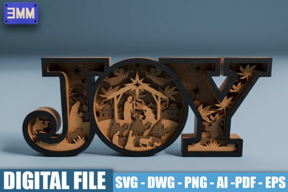 Download 3D JOY Nativity Scene Laser Cut File - Joy Collection