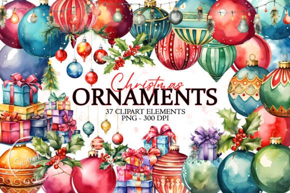 Download Watercolor Colorful Christmas Decoration - Christmas decoration Collection