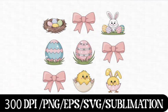 Download Cute Easter Clipart with Bunny &amp; Eggs - Premium Resources