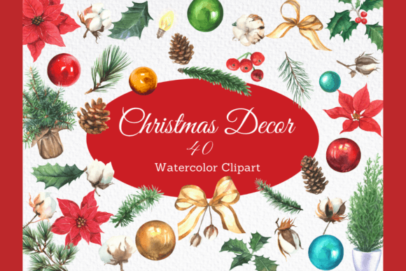 Download Watercolor Christmas Decoration Clipart - Christmas decoration Collection