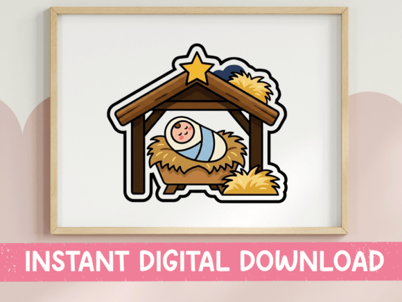 Download Nativity Scene Baby Jesus Manger Sticker - Premium Resources