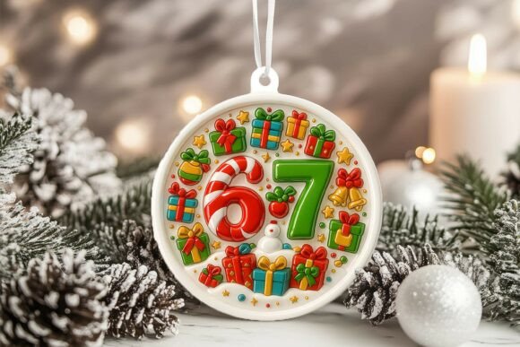 Download Six Seven 67 Christmas 3D Ornament PNG - 67 christmas Collection